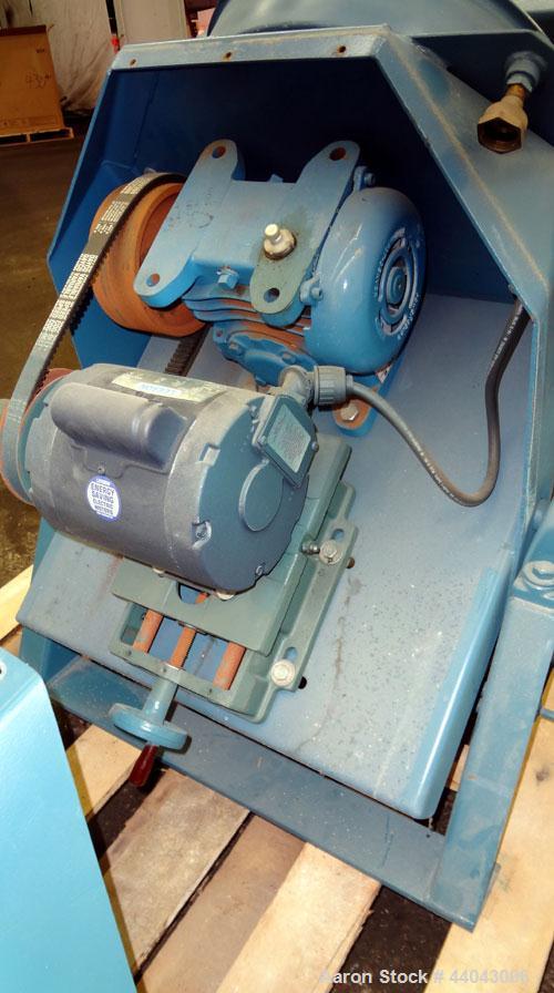 Used FEECO International Disc Pelletizer. Approximate 16” diameter x 3-1/4” deep 301 stainless steel pan. (3) Adjustable plow arms. Driven by a 1/4 hp, 60/115-2088/23660 volt, 1725 rpm motor.