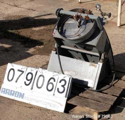 Used Ferro Tech Disc Pelletizer, Model FC-016-02. 16" diameter x 3-1/2" deep 304 stainless steel pan. 3 adjustable plow arms. Driven by a 1/3 HP, 1/60/115 Volt, 1725 RPM motor.