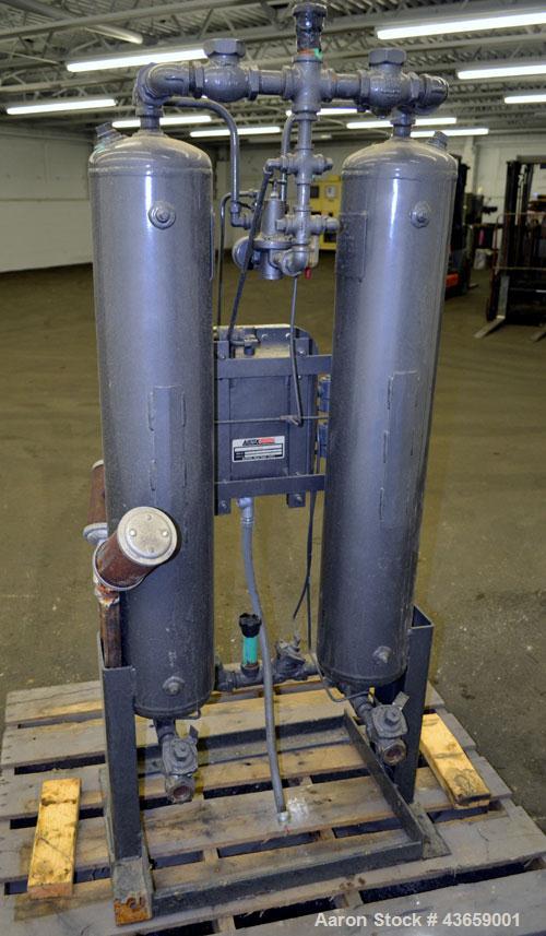 Used Airtek Heatless Desiccant Air Dryer, Model TW-130-N7. Approximate capacity 135 SCFM at 100 psi. (2) Tanks, XP control box. Mounted on a frame.