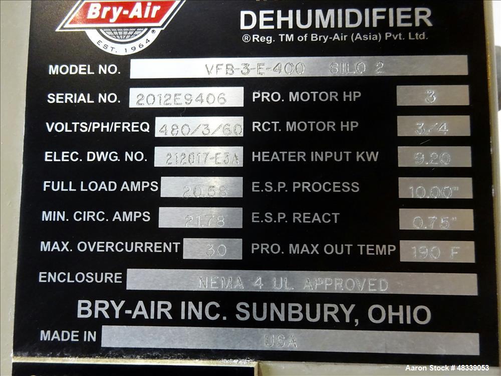 Used Bry-Air Dehumidification System, Model VFB-3-E-400.