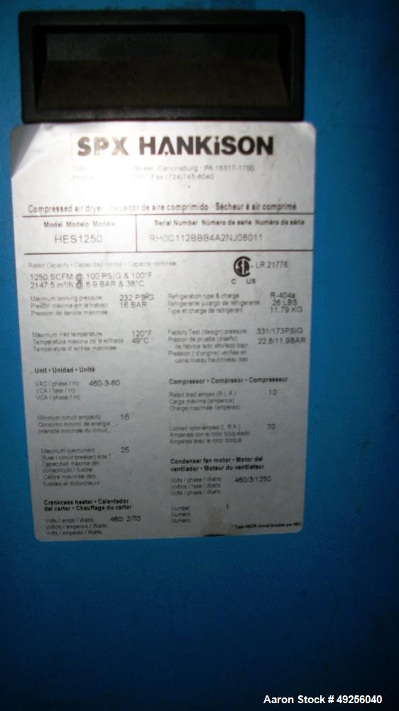 Used SPX Hankison Compressed Air Dryer, Model HES1250