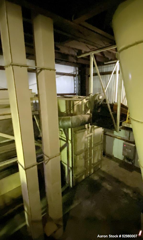 Used Geelen 3-Deck Dryer-Cooler, Model VD28X38XKM-KA-VK28X38KM MKII, Stainless Steel. Includes cyclone, dust collector, 60 hp blower fan. Maxon Model Oven Pak type EB-6. 2100 kw natural gas burner. D...