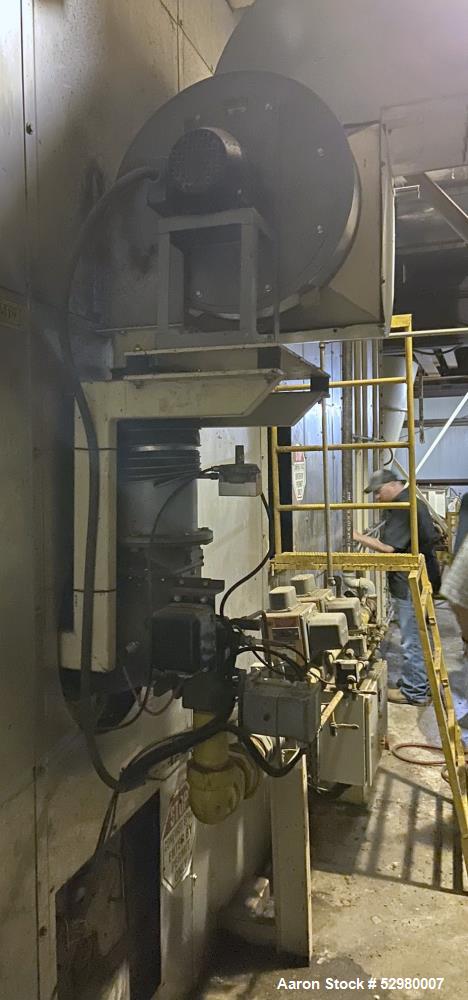 Used Geelen 3-Deck Dryer-Cooler, Model VD28X38XKM-KA-VK28X38KM MKII, Stainless Steel. Includes cyclone, dust collector, 60 hp blower fan. Maxon Model Oven Pak type EB-6. 2100 kw natural gas burner. D...