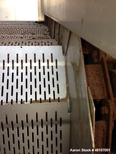Used Aeroglide Belt Dryer, Double Pass Conveyor Perforate Belt Dryer. Approximate belt size: 5' wide x 25' long, stainless steel belt, wetted parts. Carbon steel frame. 2 New Maxon burners, 1 cooling...