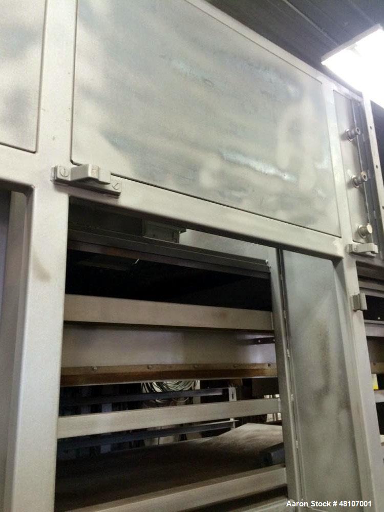 Used Aeroglide Belt Dryer, Double Pass Conveyor Perforate Belt Dryer. Approximate belt size: 5' wide x 25' long, stainless steel belt, wetted parts. Carbon steel frame. 2 New Maxon burners, 1 cooling...