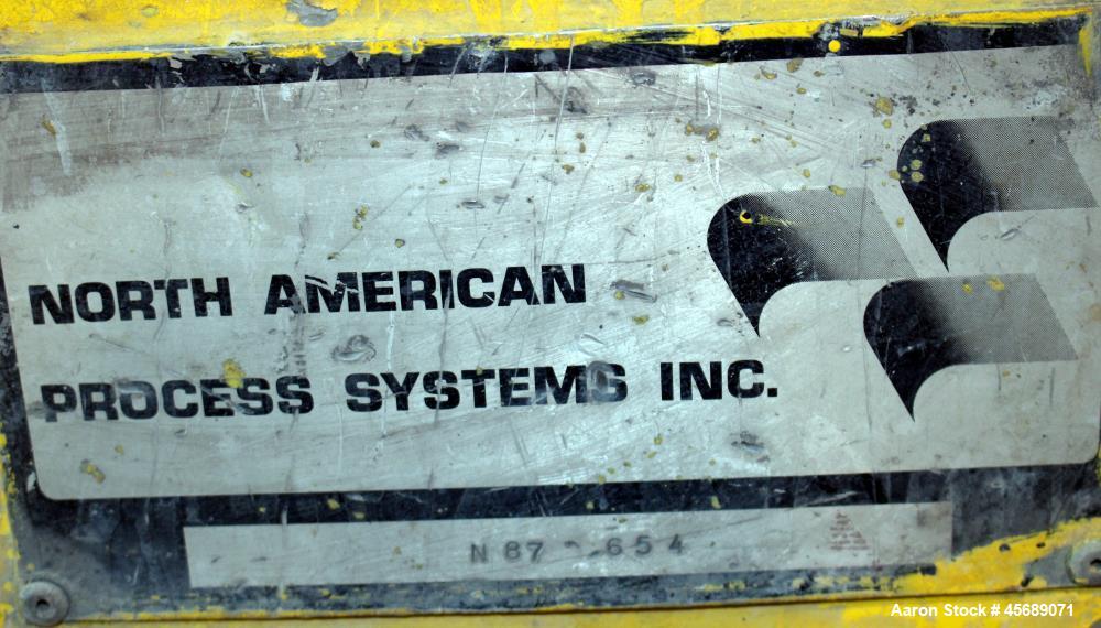 Used Buss Condux cooling belt. Approximate 39-3/8" wide x 210" long stainless steel belt, driven by a 2hp gear motor. (2) Approximate 40" wide x 12" diameter cored infeed rolls, driven by a 5hp motor.