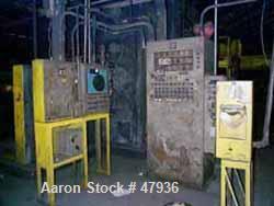 Used National Drying Machinery Gas-Fired Convection Dryer-Cooler, Type AN3, Carbon Steel. Approximately 100 square feet, 5'10" wide x 18' long carbon steel perforated apron type belt, driven by 3/4 h...