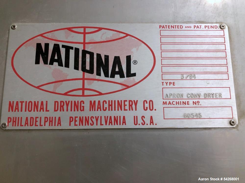 Used National Drying Machinery 120" Apron Conveyor Dryer | 5-Zone System | Steam Heated | 450°F Operation | 16,000 CFM Exhaust