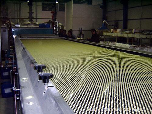 Used Rollomat Hot Melt Production Belt and Rotating Pastillator Applicator Head.  Rated for 500 - 600 kgrs/hour.  Belt is approximately 5' wide x 30' long.  Unit for hot melt glue, resins and rosins....