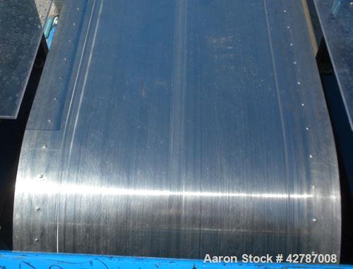 Used Sandvik Spray Belt Cooler, 301 Stainless Steel. 19-3/4" Wide x 180" long belt. Driven by a 3/4hp, 3/60/208-230/460 Volt, 1725 rpm gear motor, ratio 200 to 1. Approximately 11’9’’ effective cooli...