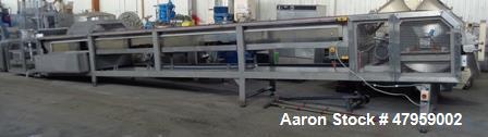 Used Sandvik 1000mm Wide x 10,000mm Long Stainless Steel Inclined Belt Cooler. Approximately 1950kg/hr throughput capacity. Belt is driven by a 0.30/3 kw, 144/1440 rpm, 415 volt motor through a renol...