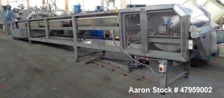 Used Sandvik 1000mm Wide x 10,000mm Long Stainless Steel Inclined Belt Cooler. Approximately 1950kg/hr throughput capacity. Belt is driven by a 0.30/3 kw, 144/1440 rpm, 415 volt motor through a renol...