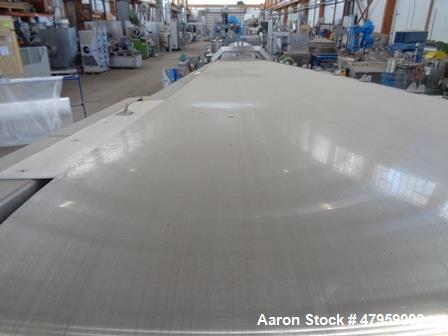 Used Sandvik 1000mm Wide x 10,000mm Long Stainless Steel Inclined Belt Cooler. Approximately 1950kg/hr throughput capacity. Belt is driven by a 0.30/3 kw, 144/1440 rpm, 415 volt motor through a renol...