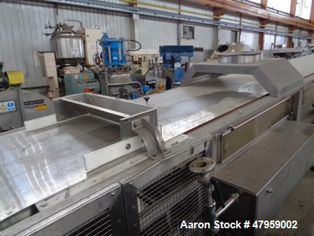 Used- Sandvik 1000mm Wide x 10,000mm Long Stainless Steel Inclined Belt Cooler. Approximately 1950kg/hr throughput capacity....