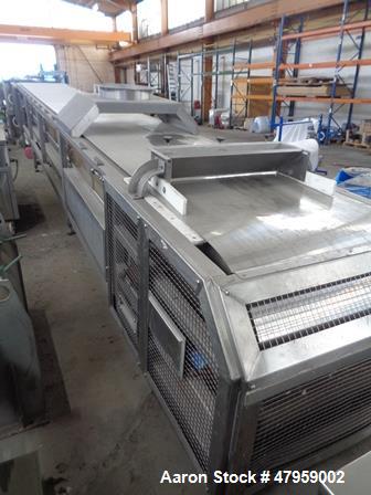 Used- Sandvik 1000mm Wide x 10,000mm Long Stainless Steel Inclined Belt Cooler. Approximately 1950kg/hr throughput capacity....