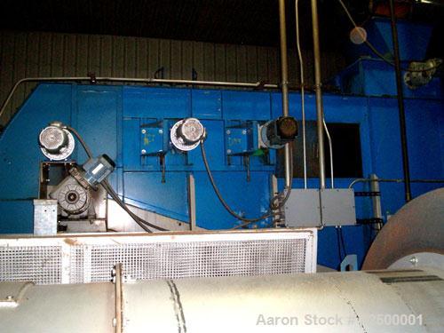 Used Scolari Flatbed Dryer, model A44CK, 10' wide x 48' long. Rated 600,000 K cal/hour. Dryer uses a leveling auger to distribute the material evenly to both ends of the dryer. Volts 480, Hz 60. Year...