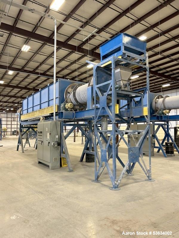 Used Thermal Processing Solutions, 36 inch diameter Indirectly Heated Electric Rotary Calciner with 24" diameter X 21-0" Convective Rotary Cooler. The Calciner is approximately 36" diameter X 25 heat...