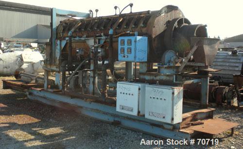 Used American Gas Furnace Rotary Calciner, Model 278 Heating Machine. 18" diameter x 14' long titanium T40 tube. Temp range 500 to 1500 Degrees F. 2 zone gas fired, approximately 600 cubic feet per h...
