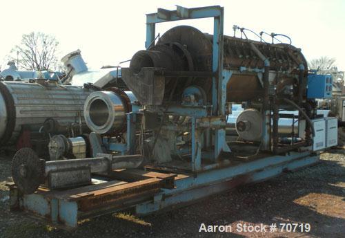 Used American Gas Furnace Rotary Calciner, Model 278 Heating Machine. 18" diameter x 14' long titanium T40 tube. Temp range 500 to 1500 Degrees F. 2 zone gas fired, approximately 600 cubic feet per h...