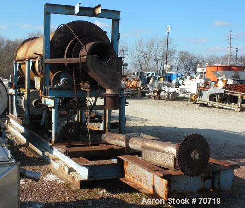 Used American Gas Furnace Rotary Calciner, Model 278 Heating Machine. 18" diameter x 14' long titanium T40 tube. Temp range 500 to 1500 Degrees F. 2 zone gas fired, approximately 600 cubic feet per h...