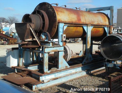 Used American Gas Furnace Rotary Calciner, Model 278 Heating Machine. 18" diameter x 14' long titanium T40 tube. Temp range 500 to 1500 Degrees F. 2 zone gas fired, approximately 600 cubic feet per h...