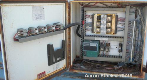 Used American Gas Furnace Rotary Calciner, Model 278 Heating Machine. 18" diameter x 14' long titanium T40 tube. Temp range 500 to 1500 Degrees F. 2 zone gas fired, approximately 600 cubic feet per h...