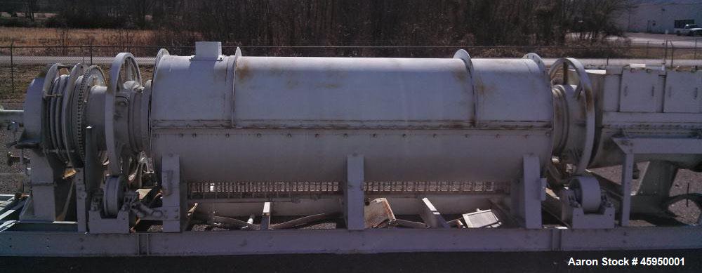 Used Bartlett Snow Indirect Fired Rotary Calciner. 304 stainless steel.  Skid mounted, no control panel. Heating area 15 6", cooling area 5 6". Tube with internal flights.  Tube is approx 24" inside ...