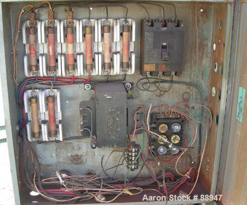 USED: Harper rotary tube furnace, model HOU-6D58-RT-21. 6" diameter x 100" long tube. Approximately 6' long, 3 zones, indirect electrically heated. Max temp 2200 deg F. Tube driven by a 1/4 hp, 3/60/...