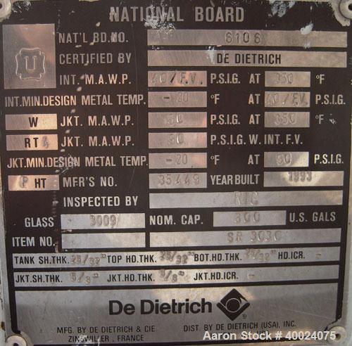 Used De Dietrich Glass Lined Double Cone Dryer, Model SR3030