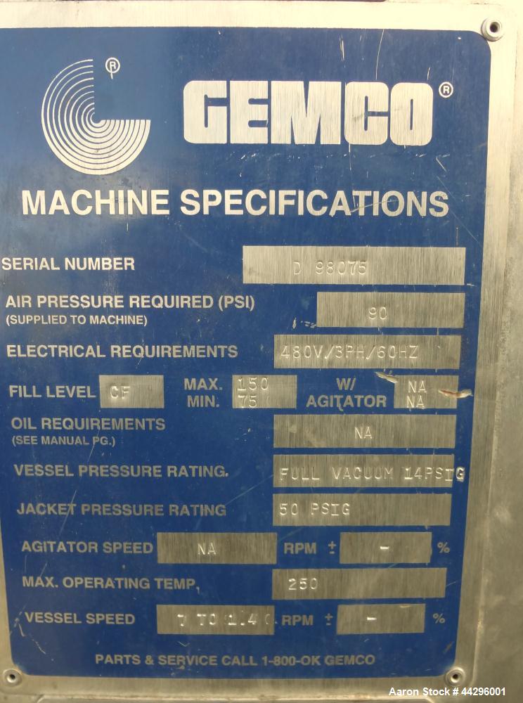 Used- Stainless Steel Gemco Double Cone Vacuum Dryer