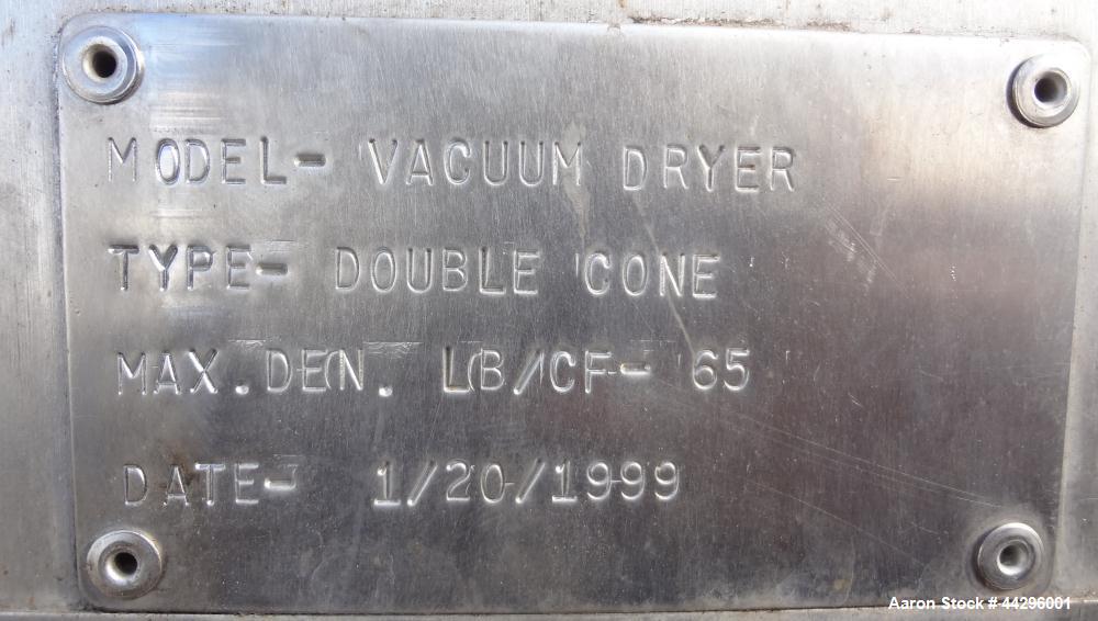 Used Stainless Steel Gemco Double Cone Vacuum Dryer