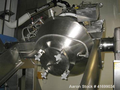 Used Gemco Slant Cone Vacuum Dryer, 3 cubic feet, model Formulator, Hastelloy C276 on product contact surfaces. Maximum material density 60 pounds per cubic foot. Internal rated 14.9 psi/FV at 250 de...