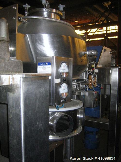 Used Gemco Slant Cone Vacuum Dryer, 3 cubic feet, model Formulator, Hastelloy C276 on product contact surfaces. Maximum material density 60 pounds per cubic foot. Internal rated 14.9 psi/FV at 250 de...