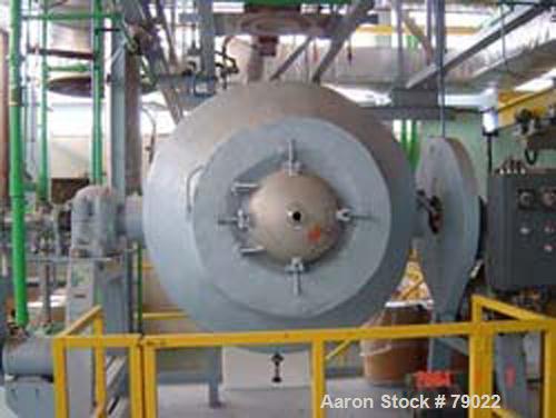 Used Gemco Double Cone Dryer/Formulator, 30 Cubic Foot Working Capacity, 304 Stainless Steel. Max material density 55 LBS/cubic foot. Approximate 54" diameter. Internal rated 50 PSI at 250 Degrees F,...