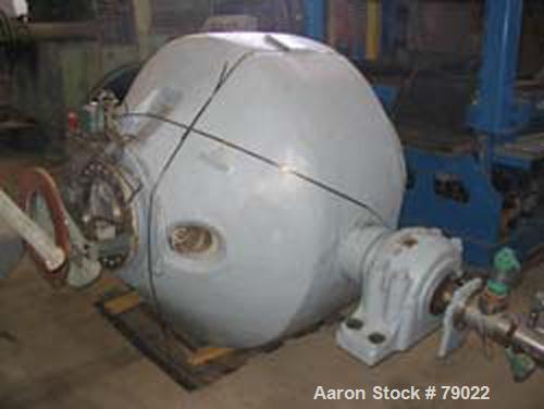 Used Gemco Double Cone Dryer/Formulator, 30 Cubic Foot Working Capacity, 304 Stainless Steel. Max material density 55 LBS/cubic foot. Approximate 54" diameter. Internal rated 50 PSI at 250 Degrees F,...