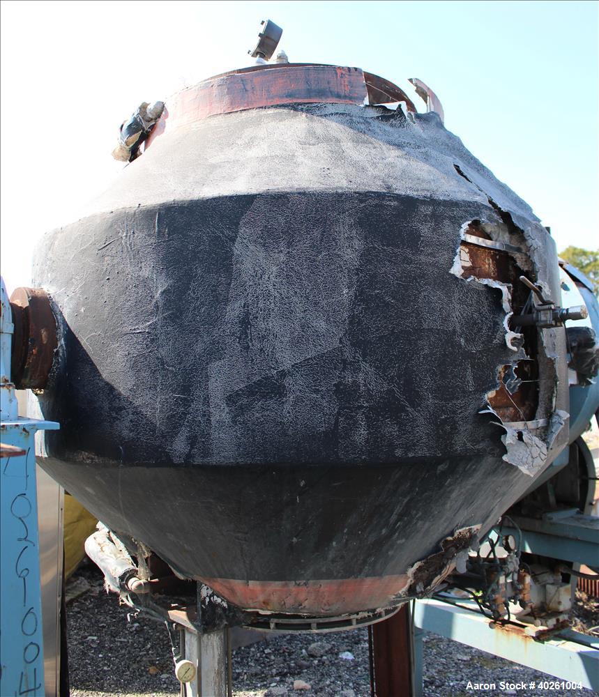 Used Gemco Double Cone Vacuum Dryer, Model Formulator, Approximately 40 Cubic Feet Working Capacity, 304 Stainless Steel. Maximum material density 65 pounds per cubic foot. Internal rated Vacuum at 5...
