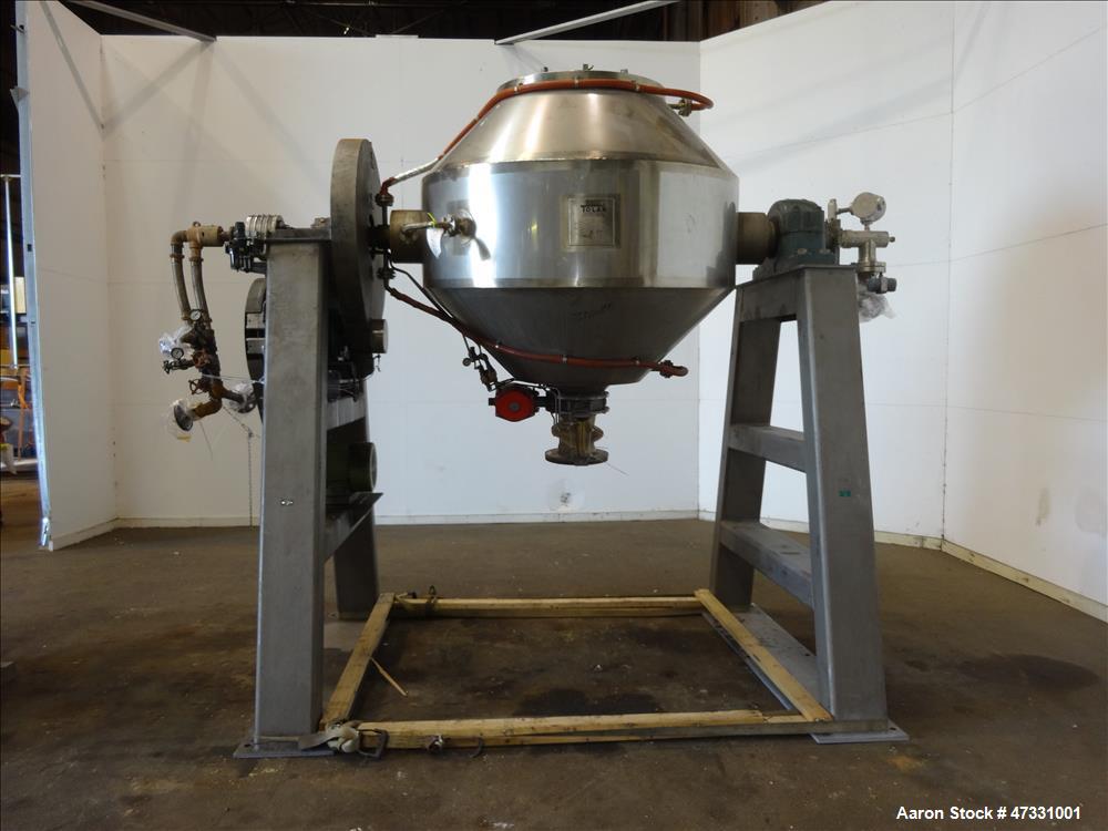 Used Gemco Double Cone Vacuum Dryer, Model Vacuum Dryer, Approximate 30 Cubic F