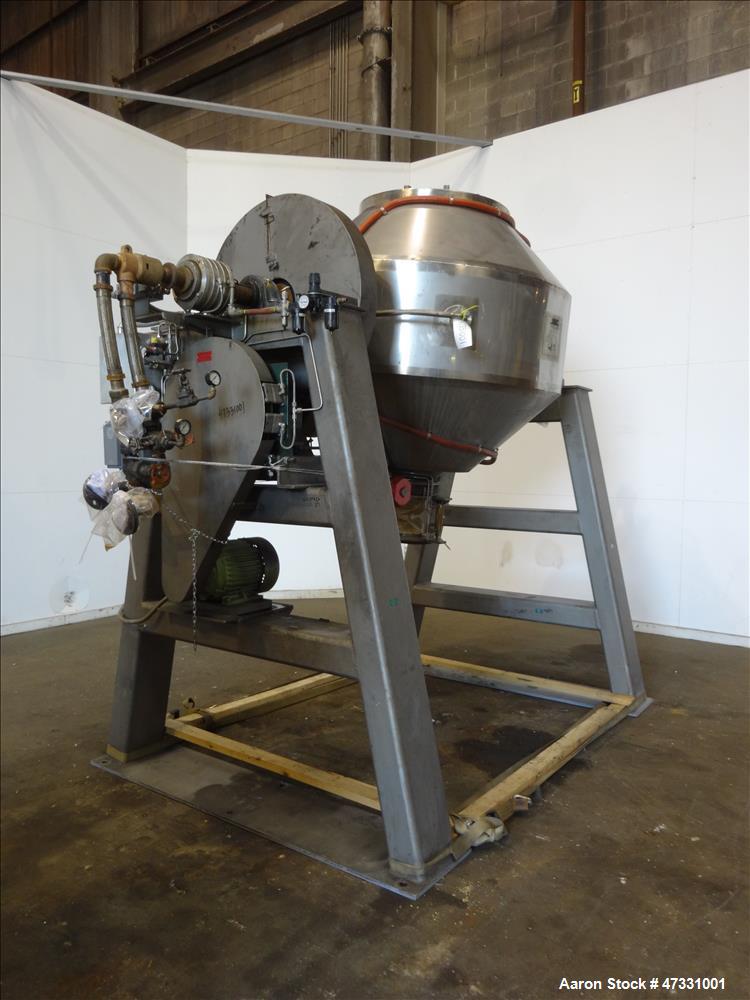 Used Gemco Double Cone Vacuum Dryer, Model Vacuum Dryer, Approximate 30 Cubic F