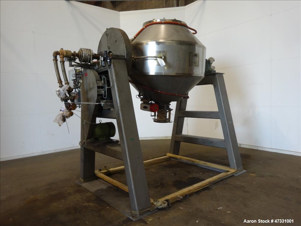 Used Gemco Double Cone Vacuum Dryer, Model Vacuum Dryer, Approximate 30 Cubic F