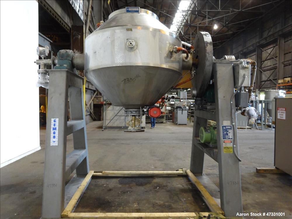 Used Gemco Double Cone Vacuum Dryer, Model Vacuum Dryer, Approximate 30 Cubic F