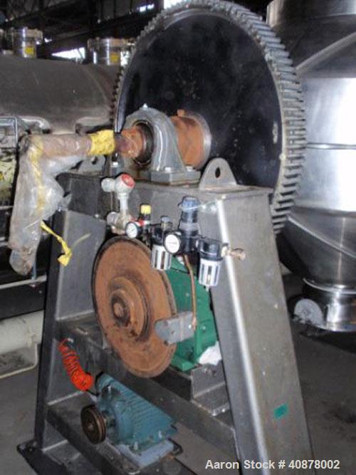 Used Gemco Double Cone Vacuum Dryer. 20 cubic foot working capacity, Hastelloy C276. Maximum material density 150 pounds per cubic foot. Jacket rated 30 psi at 250 deg F, 49" diameter shell rated ful...