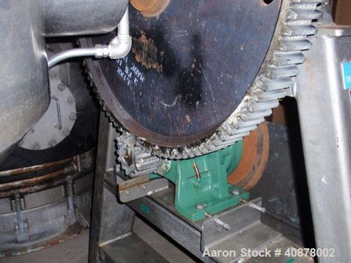 Used Gemco Double Cone Vacuum Dryer. 20 cubic foot working capacity, Hastelloy C276. Maximum material density 150 pounds per cubic foot. Jacket rated 30 psi at 250 deg F, 49" diameter shell rated ful...