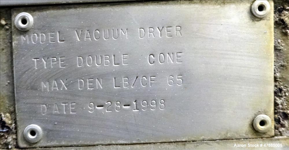 Used Gemco Double Cone Vacuum Dryer, Model Vacuum Dryer.