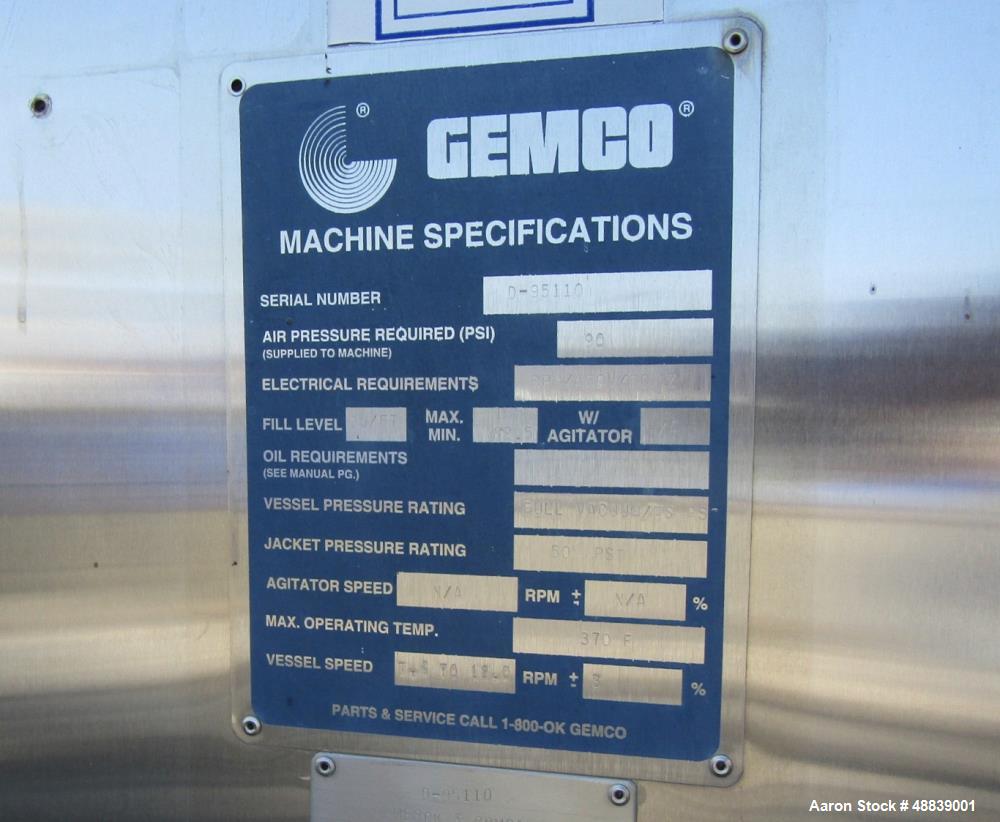 Unused- Gemco 165 Cubic Foot Capacity Double Cone Dryer.