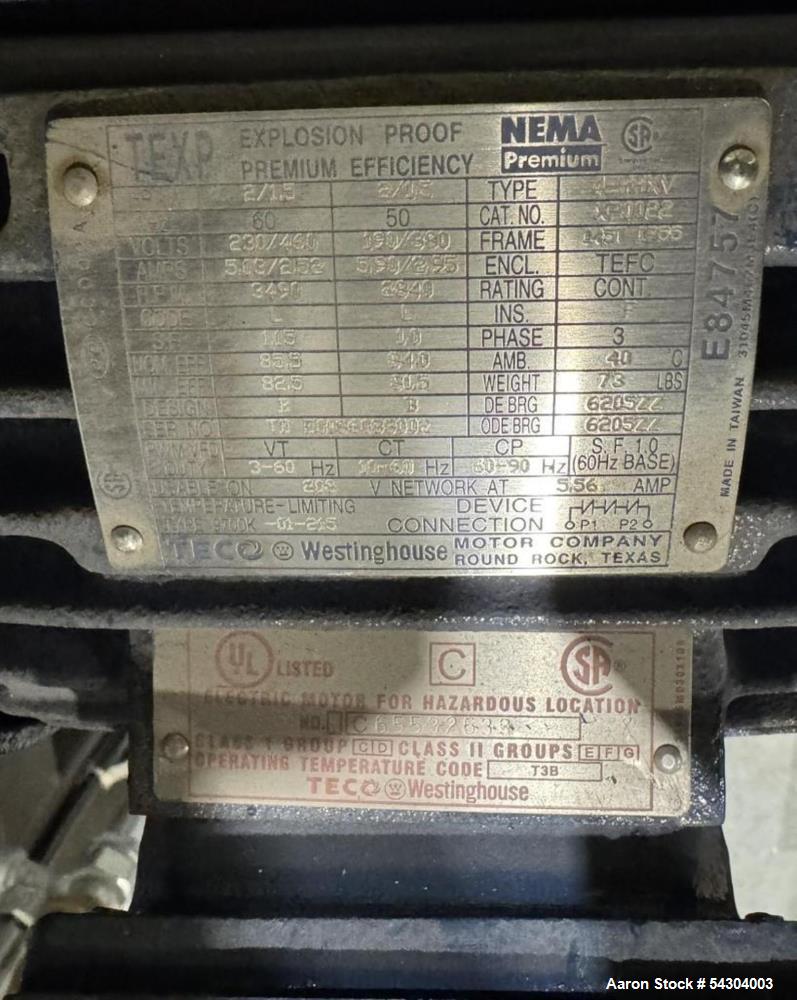 UNUSED  Gemco 1 cuft Double Cone Vacuum Dryer. Internal FV @ 250 Deg. F. Jacket 50 psi @ 250 Deg. F.  ASME- NB #3291 XP Panel with VFDs for main motor and lump breaker- 550-3300 rpm. Vessel Speed  VF...