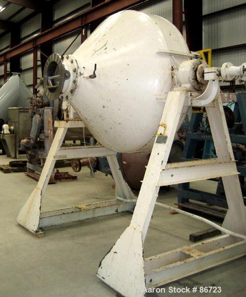 Used Gemco Double Cone Vacuum Dryer, Approximate 60 Cubic Feet Working Capacity, 304 Stainless Steel. Approximate 68" diameter x 20" straight side x 38" cones. Carbon steel jacket, not rated. 14" Dia...