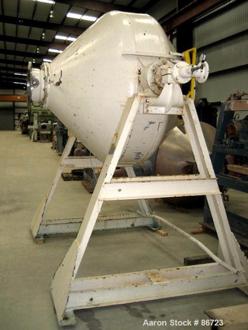 Used Gemco Double Cone Vacuum Dryer, Approximate 60 Cubic Feet Working Capacity, 304 Stainless Steel. Approximate 68" diameter x 20" straight side x 38" cones. Carbon steel jacket, not rated. 14" Dia...