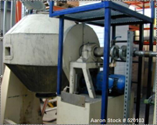 USED: Klein double cone dryer. Material of construction is stainless steel on product contact parts. Working capacity is 17.7 cu ft (500 liter). Double jacketed. Inside rated for full vacuum (-1) and...