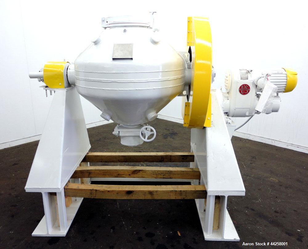 Used Patterson Industries Conaform Double Cone Vacuum Dryer, Model 124, 8.7 Cubic Feet Working Capacity (12.4 Total), 304 Stainless Steel. 36" Diameter x 9" straight side x 17" cones. Internal rated ...