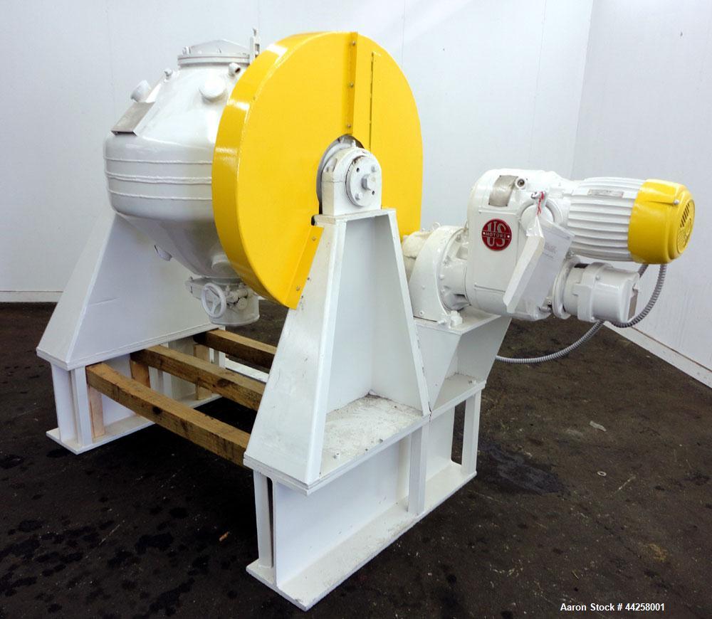 Used Patterson Industries Conaform Double Cone Vacuum Dryer, Model 124, 8.7 Cubic Feet Working Capacity (12.4 Total), 304 Stainless Steel. 36" Diameter x 9" straight side x 17" cones. Internal rated ...